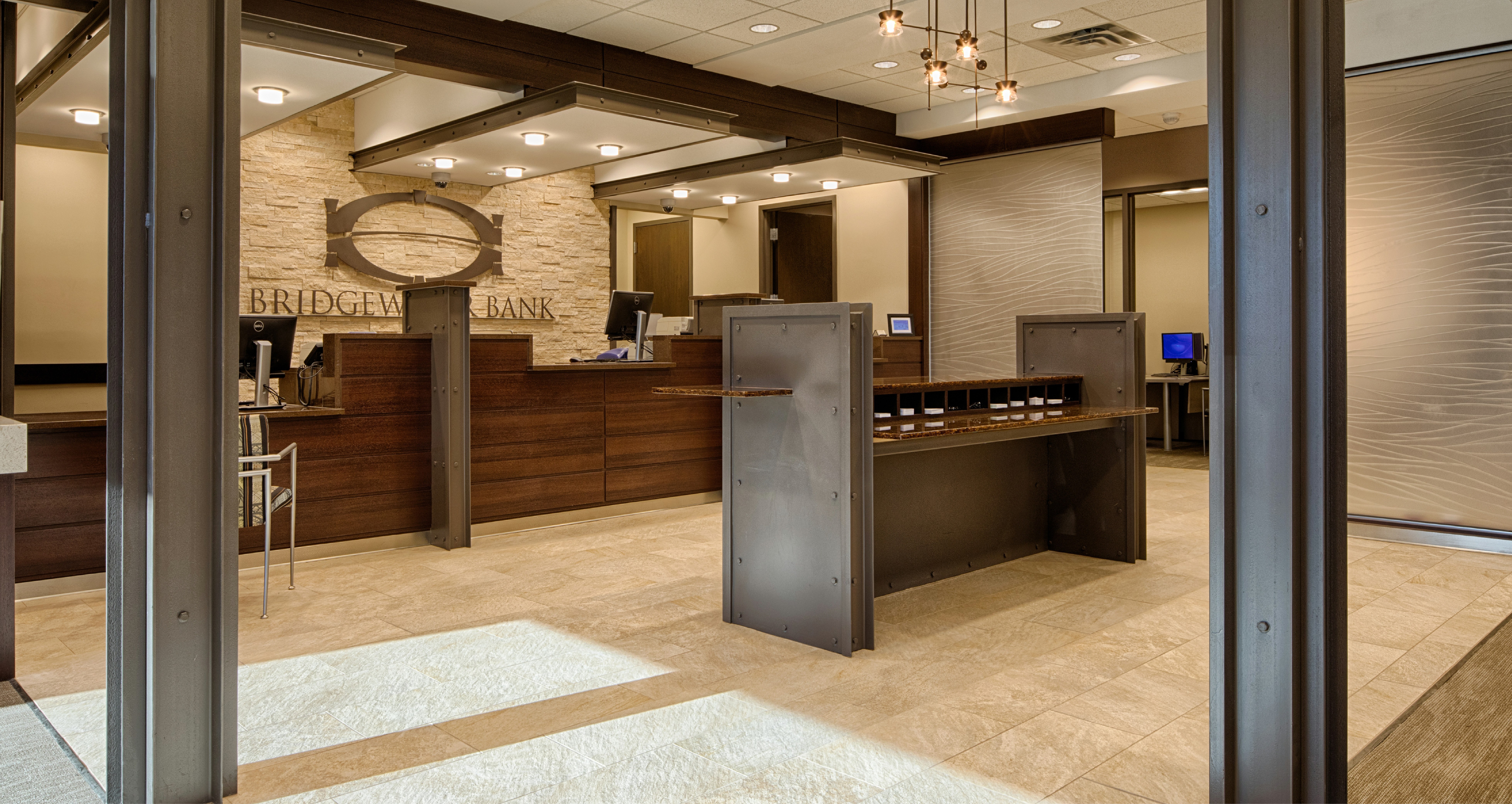 Interior photo of Bridgewater Bank Uptown Minneapolis branch.