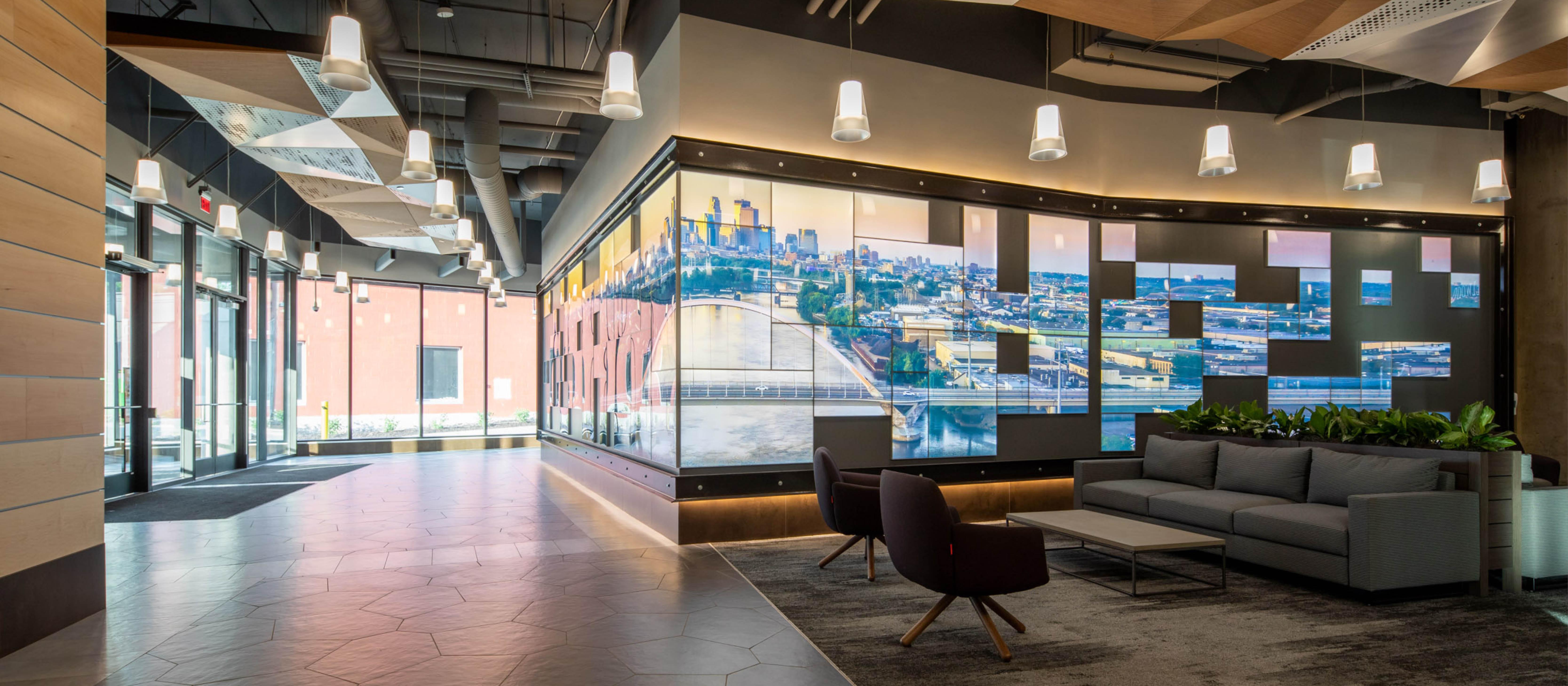 Interior photo of Bridgewater Corporate Center lobby.